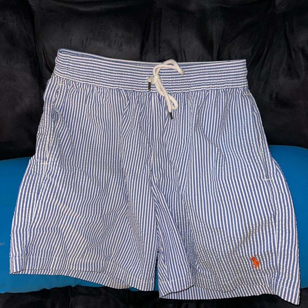 Blue Seersucker Men’s Swimmies in size S. Like New. Only worn once.